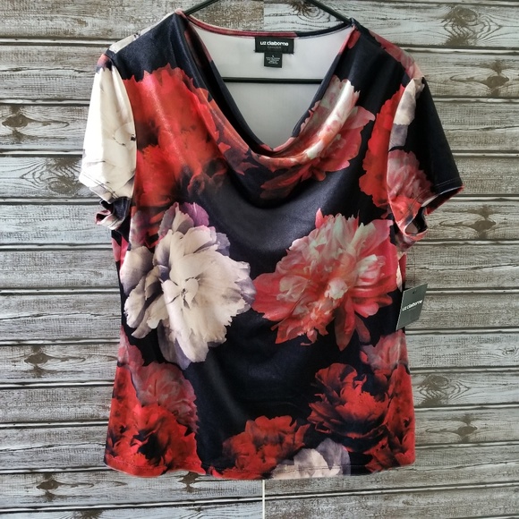Liz Claiborne Tops - NWT Liz Claiborne Career Floral Velvet Top Size L